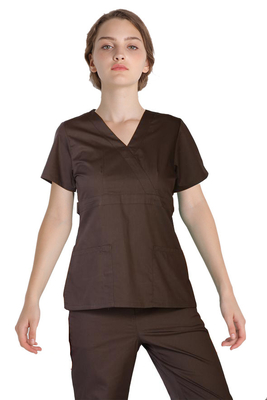 155 GSM Women Polyester Spandex Short Sleeves Scrubs Medical Uniform